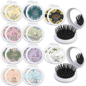 lot 19839 image: Yalikop 20 Pcs Christian Gifts Bulk for Women, Foldable Hair Brush with Mirror Mini Bible Verse Compact Hairbrush Mothers Day Gifts Flower Travel Compact Comb Bulk for Women Teacher Coworker Employee