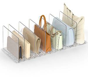 lot 20185 image: SortNStore Bag & Purse Organizer for Closet Adjustable Clear Handbag Storage Shelf - Plastic Clutch Dividers for Closet Organizers and Storage - Keep Carteras & Pocketbook Upright