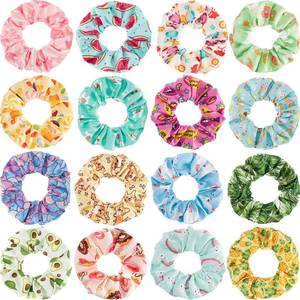 lot 20187 image: 16 Pieces Cute Hair Scrunchies Kawaii Colorful Cute Unicorn Rainbow Mermaid Dog Printing Scrunchy Ponytail Holder Hair Ties Accessories for Women and Girls(Classic Style)(May Be Missing Pieces)