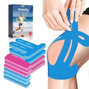 lot 20194 image: 20 PCS Waterproof Kinesiology Tape for ShouldersKnees,Precut Strips for Knee Pain Relief & Stability Support, Latex-Free Hypoallergenic Sports Athletic Tape (Blue and Pink)