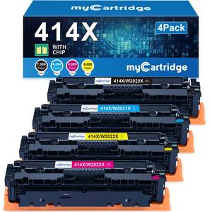 lot 20197 image: 414X Toner Cartridges 4 Pack High Yield (with Chip) Compatible Replacement for HP 414X 414A for Color LaserJet Pro MFP M479fdw M479fdn M479dw Pro M454dw M454dn M479 M454 Printer Ink W2020X W2020A (1 ONLY, BLUE)