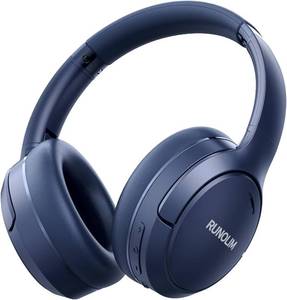 lot 20206 image: RUNOLIM Hybrid Active Noise Cancelling Headphones, 100H Playtime, Built-in Microphone, Bluetooth Wireless Over Ear Foldable Headphones with HiFi Audio, Home Travel Office