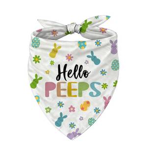 lot 20229 image: Easter Dog Bandana, Hello Peeps Bunny Scarf, Adjustable Triangle Bib for Small Medium Dogs, Cute Easter Bunny Egg Accessory for Boys and Girls