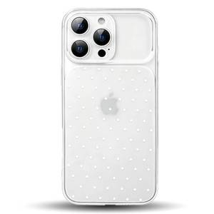 lot 20235 image: NITITOP Compatible with iPhone 16 Pro Case Cute Clear Polka Dots Design for Women Girls Large Window Full Camera Protection Soft TPU Shockproof Protective Cover - White