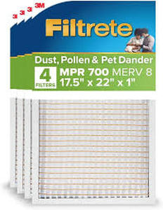 lot 1596 image: 3M Filtrete 700 Dust Pollen Pet Dander Reduction Filter 17.5x22x1