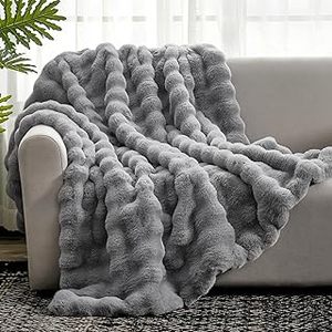 lot 11192 image: Gray Fuzzy Throw Blanket 57in x47in