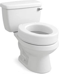 lot 13527 image: Carex Hinged Round Raised Toilet Seat Riser, Adds 3.5 Inches of Height, 300 lbs Capacity, Elevating and Raising Seat for Elderly and Handicap, Universal, Slip-Resistant, White.