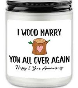 lot 14215 image: Scented Candle Natural Hand Poured Soy Wax I Wood Marry You All Over Again