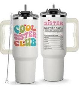 lot 19791 image: Sister Stainless Steel Tumbler with Handle and Lid, Printed Design