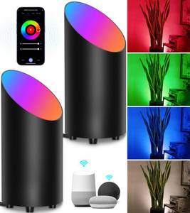 lot 1646 image: SUNVIE 2 Pack Smart Floor Can Light 5W RGBW Color Changing Uplighting Indoor Uplights 2700K-6500K Up Lights Indoor Floor Spotlight for Plant Corner Wall Artwork, APP Control Alexa and Google Home, Black