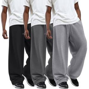 lot 1653 image: Baggyfly 3 Pack Menfts Big and Tall Sweatpants Wide Leg Open Bottom Baggy Joggers Casual Drawstring Pants with Pockets(Light Gray, Dark Gray, Black,5X-Large)