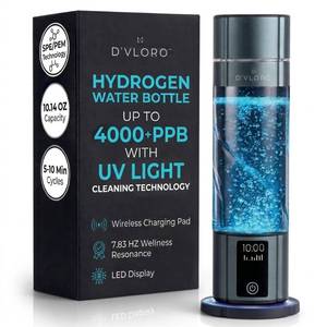 lot 1672 image: Wellness Frequency Hydrogen Bottle - Up to 4000 PPB with UV Light Cleaning Technology and Wireless Charging Pad - Electric Water Bottle - Featuring 10 OZ Portable Capacity - SPE PEM Tech