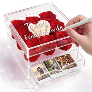 lot 1673 image: MENANA Mothers Day Roses Gifts for Mom, Wife - 9 Roses Preserved Flowers in A Box - Anniversary, Mothers Day, Birthday Gifts for Her Girlfriend Grandma Aunt Sister - Red Roses in Acrylic Keepsake Box