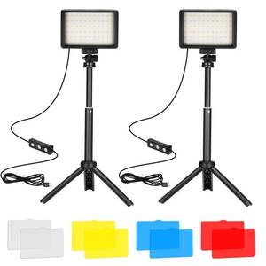 lot 1694 image: Ci-Fotto LED Video Light 2-Pack, 5600K Dimmable USB Photo Lights with Mini Tripod and Colored Filters for Photo Studios, Small Angle Shooting, Video Recording, Game Streaming