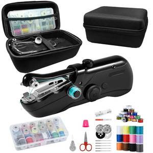 lot 1695 image: Handheld sewing machine, beginnerfts sewing kit with storage.