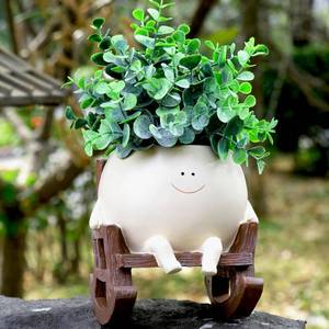 lot 1697 image: NINIPAPA Cute Plant Pots Smiley Face Planter Funny Flower Pot, Rocking Chair Large Face Pot for Indoor Plants, Unique Head Planters Plant Lover Gifts on Motherfts Day Birthday