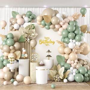 lot 2010 image: Sage Green Balloon Arch Kit,122Pcs Green Sand White Nude Apricot Matte Neutral Balloons for Baby Shower Boho Wedding Bridal Engagement Gender Reveal Anniversary Graduation Birthday Party Decorations
