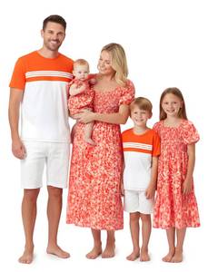 lot 2030 image: PATPAT Matching Family Vacation Outfits  Beach Vacation Orange Floral (Boy 4-5 Years, Boy Shirt Only)