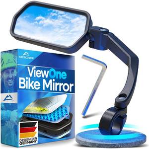 lot 2073 image: Nextcover Bike Mirror Handlebar Mount (Left) � HD Glass  Secure and Shake-Free Bicycle Rear View Mirror for EBikes, Mountain Bikes and Scooters � Wide Angle Safety, Bicycle Mirrors