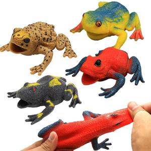 lot 2078 image: 6 Pcs 4.5 Inch Frog Toys, Super Stretches Assorted Rubber Frog Sets with Material TPR,Realistic Frog Figure Toys for Boy Kids Bathtub Bath Time Toy, Decor for Your Animal Party, Birthdays Gift Choice