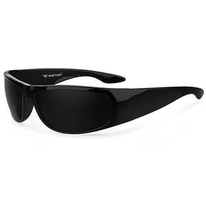 lot 2079 image: WISTON XL Wrap Around Sunglasses for Big Heads Men Women Super Dark Blackout UV400 Shades for Sensitive Eyes Sports Driving W8005 Gloss BlackDark Black
