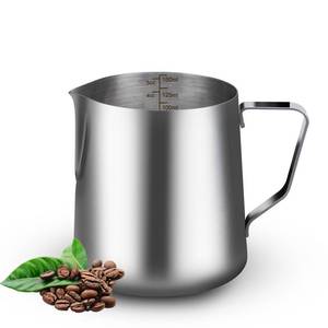lot 2127 image: WELKOR 5oz Mini Milk Frothing Pitcher-Stainless Steel Steaming Jug for Espresso, Cappuccino and Coffee-Heat-Resistant, Dripless Spout, Measurement Scale, Dishwasher Safe (150ml5oz)