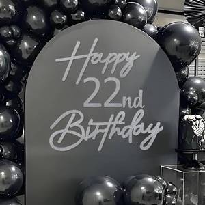 lot 2131 image: MASTRON Happy Birthday with 0-9 Numbers Sign for Backdrop - Glitter Felt Custom Age Happy Birthday Decal for Balloon Arch Birthday Decorations Baby Shower - Silver