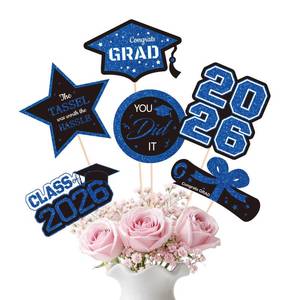 lot 2133 image: Graduation Cake Toppers 2026, 30 Pcs Blue Glitter Congrats Grad Decorations, Class of 2026 Party Supplies, You Did It Graduation Cupcake Toppers for Graduation Party Decor