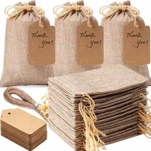 lot 2438 image: Homum 25PCS Burlap Gift Bags with Drawstring and Gift Tags and String, 5x7 Inch Party Favor Gift Burlap Bags Linen Jewelry Pouches for Party, Wedding, Jewelry Pouches, Christmas, Festival, Coffee, DIY Craft