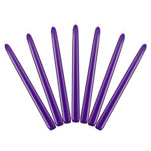 lot 2458 image: 7 Packs 10 Inch Purple Taper Candles, Unscented Smokeless Non-Toxic Tall Skinny Colored Wax Candlesticks with Cotton Wicks for Burning Approxinately 7-8 Hours Time