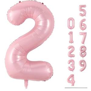 lot 2462 image: 40 Inch Balloon Number 2 Pastel Pink, Large Foil Light Pink Number Balloons Set 0-9 for Girls Women, Digital 2 Helium Balloons for Girls 2nd Birthday Graduation Princess Party Decorations