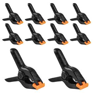 lot 2465 image: 10 PCS Spring Clamps, LongYeah 4.5 Inch Plastic Spring Clips Heavy duty Backdrop Clips for Balloon Arch Photography Woodworking Crafts Tarp Clips Black