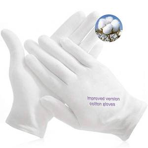 lot 2481 image: YITIAOYU 24pcs Soft Cotton Gloves for Dry Hands, Overnight Eczema Moisturizing Lotion Treatment Reusable Work Gloves for Coin Jewelry Silver Archival Costume Inspection (Medium, White)