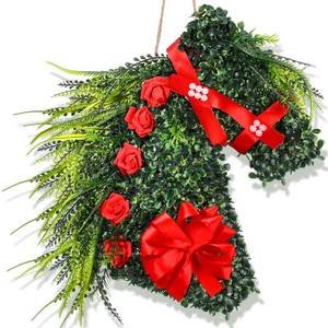 lot 3278 image: Solsew Horse Derby Wreath Derby Party Decorations Racing Front Door Wreath Horse Head Hanging Sign for Home Wall Indoor Window Outside Outdoor Welcome Porch Party Supplies