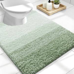 lot 3291 image: OLANLY Luxury Toilet Rugs U-Shaped 24x20, Extra Soft and Absorbent Microfiber Bathroom Rugs, Non-Slip Plush Shaggy Bath Mat, Machine Wash Dry, Contour Bathroom Mats for Toilet Base, Sage Green