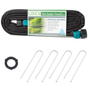 lot 4155 image: LINEX Garden Flat Soaker Hose 12in x 15 ft with Stake for Garden Beds Drip Irriagtion Hoses Heavy Duty Save Water 80percent