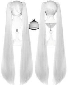 lot 4180 image: JoneTing Long White Wig with Double Ponytails for Women Long White Wig