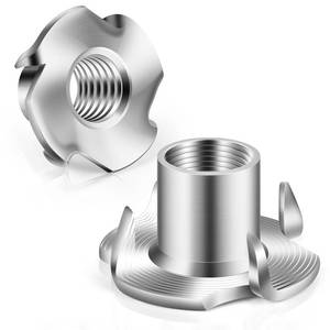 lot 4209 image: 14in-20 T-Nuts 304 Stainless Steel, 4-Pronged Tee Nut for Wood, Rock Climbing Holds, Furniture, 25 PCS