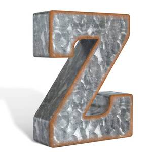lot 4212 image: CraftyCrocodile 7in Galvanized Metal Letters for Wall Decor - 3D Letter Z for Hanging and Free Standing - Decorative Rustic Alphabet Letters for the Living Room, Bedroom, Kitchen