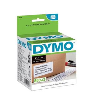 lot 4213 image: DYMO Authentic LW Large Shipping Labels, for LabelWriter Label Printers, Prints Up to 6-Line Addresses, 2-516in x 4in, 1 Roll of 300