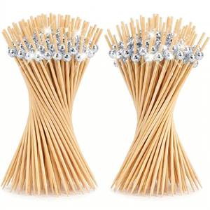 lot 4219 image: FoldTier 100 Pcs 8 Inch Disco Ball Cocktail Picks for Fruit Kabobs Appetizers Cocktail Fancy Bamboo Skewers Sticks Toothpicks Cake Topper for Disco 70s Party Bar Wedding Birthday Party Favor