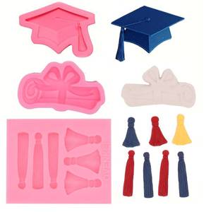 lot 4221 image: Graduation Mold Graduation Chocolate Candy Molds Graduation Cupcake Toppers Graduation Tassels Chocolate Candy Fondant Mold for Graduation Party Supplies
