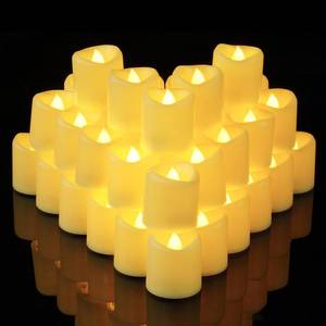 lot 4229 image: Ceremlit LED Votive Candles, Flameless Tea Lights Battery Included, 100 Hours Long Lasting, Warm White, 1.5in Dia x 1.6in H, Electric Fake Candles for Wedding Party Festival Decor-Ivory Base, 24 Pack
