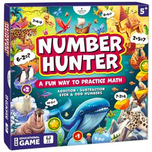 lot 4239 image: Clever Fox Play Number Hunter Math Board Game � Addition and Subtraction Math Game for Kids 5-7 Year Old � Fun Educational STEM Toy for 5 Year Old, Kindergarten, 1st-3rd Grade, Homeschool and Family