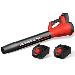 lot 5203 image: Leaf Blower, Cordless Leaf Blower with 2 X 5.0Ah Battery and Charger, 6 Speed Mode Electric Leaf Blowers Cordless for Blowing Leaves, Blowers for Yard Garden Lawn Care and Dust, Gift for Men(Red)