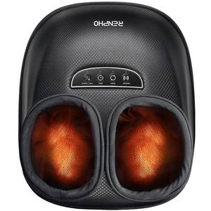 lot 5214 image: RENPHO Foot Massager with Heat, Deep Kneading Shiatsu Massage for Plantar Fasciitis, 3 Compression Levels, FSA Eligible HSA, Fits US Size Up to 13, Gifts for Women and Men, Black