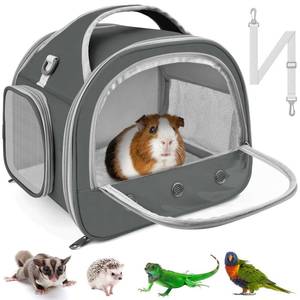lot 5228 image: Bissap Bearded Dragon Travel Carrier, Portable Guinea Pig Carrier Bag Tortoise Carrier Pouch for Bunny Hamster Chinchilla Hedgehog Lizard Bird Outgoing Reptile Travel Carrying Case - Grey