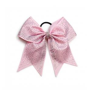 lot 6068 image: 1 PCS 8in Large Glitter Cheer Bows Rhinestones Pink Hair Accessories Shimmering Elastic Band for Athletes College Sports Teams Specific Gifts Sparkling Ponytail Holder