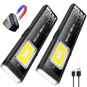 lot 6081 image: RECHOO Flat EDC Flashlight Rechargeable, 8-Mode Slim Pocket Flashlight with Magnetic Base and Clip, Lightweight Mini Rechargeable Flashlights for Home, Work, Camping, Car Repair and Emergencies