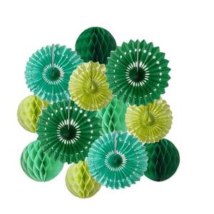 lot 6084 image: 12pcs 6�� 8�� Honeycomb Balls Tissue Paper Fans Party Honeycomb Ball Fans Wall Decorations Tissue Pom Poms Flower Balls Hanging Paper Fans for Party Baby Shower Birthday Wedding Nursery(Green kit)